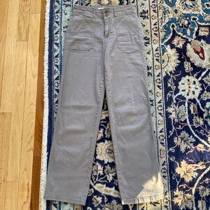 Grey High-Waisted Straight-Legged Pants with Partial Cargo Design – Gently Worn